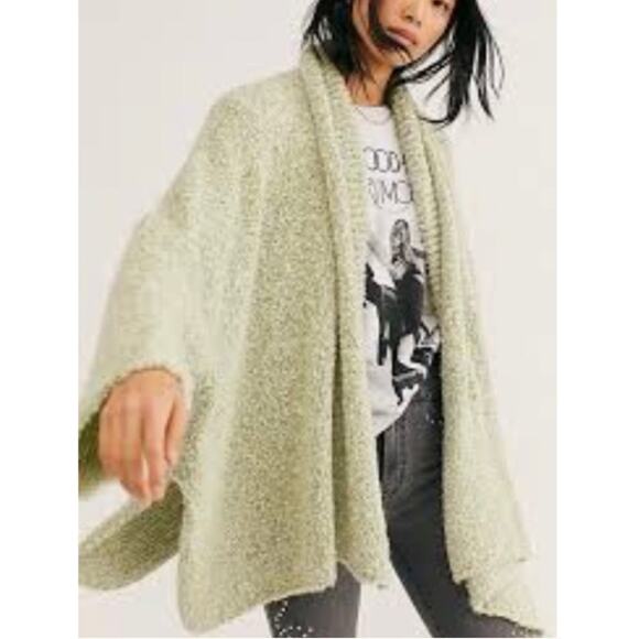 Free People Sweaters - Free People BFF Cozy Oversized Cardigan Sweater XXS XS S Sage Green Slouchy Boho